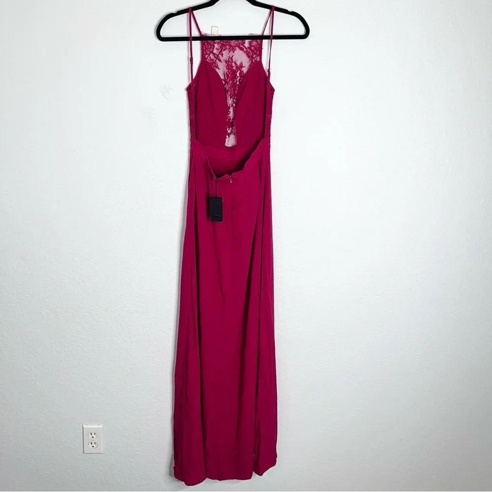 NBD Bebe Maxi Dress Women’s XS Dress Stephania Lace Backless Red Slit